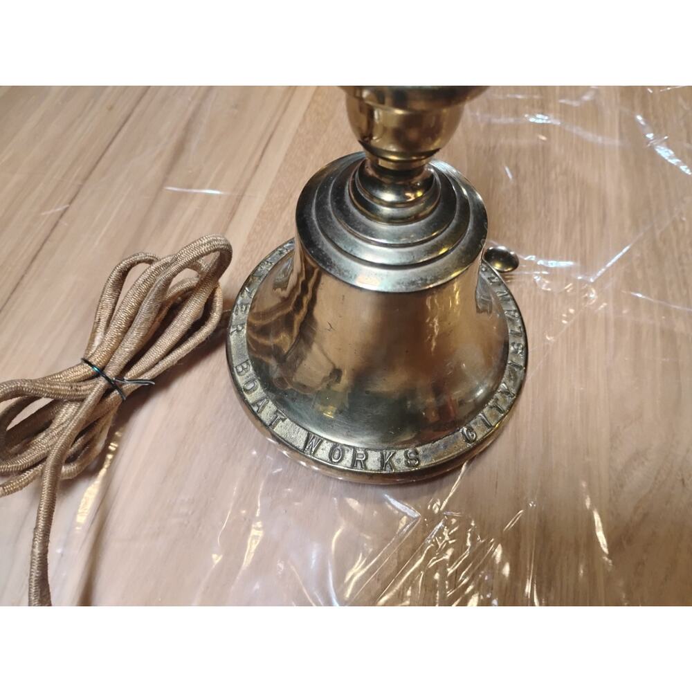 Vintage Kretzer Boat Works City Island, NY Desk Bell Lamp Brass Needs Rewire - Picture 4 of 7
